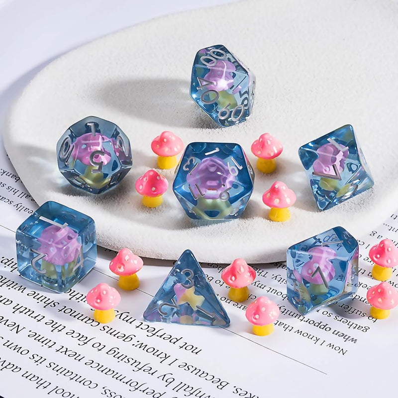 weyano Mushrooms DND Dice Set, Resin Animal Polyhedral Dice for Dungeons and Dragons, RPG, MTG D&D 7-DIE (D4, D6, D8, D10, D12, D20, D%) - Image 4